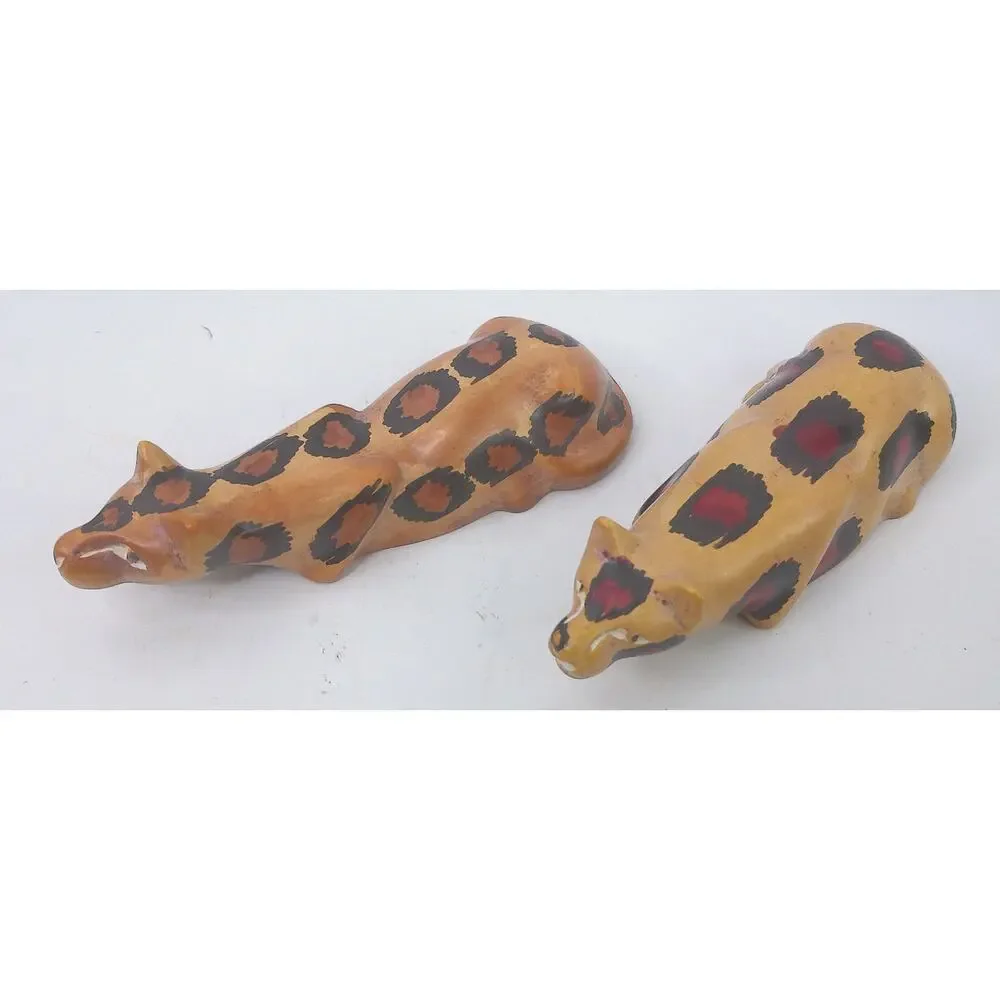 Vintgae Cheetah Or Leopard Set Soapstone Handmade Kenya Lot of 2